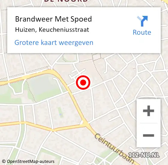 Locatie op kaart van de 112 melding: Brandweer Met Spoed Naar Huizen, Keucheniusstraat op 9 juli 2023 11:55