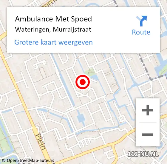 Locatie op kaart van de 112 melding: Ambulance Met Spoed Naar Wateringen, Murraijstraat op 9 juli 2023 12:03