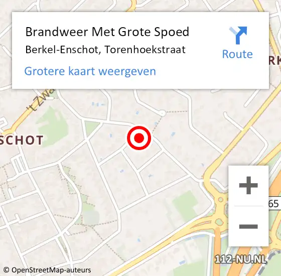 Locatie op kaart van de 112 melding: Brandweer Met Grote Spoed Naar Berkel-Enschot, Torenhoekstraat op 9 juli 2023 12:45