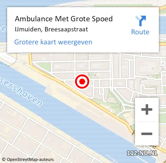 Locatie op kaart van de 112 melding: Ambulance Met Grote Spoed Naar IJmuiden, Breesaapstraat op 9 juli 2023 13:05