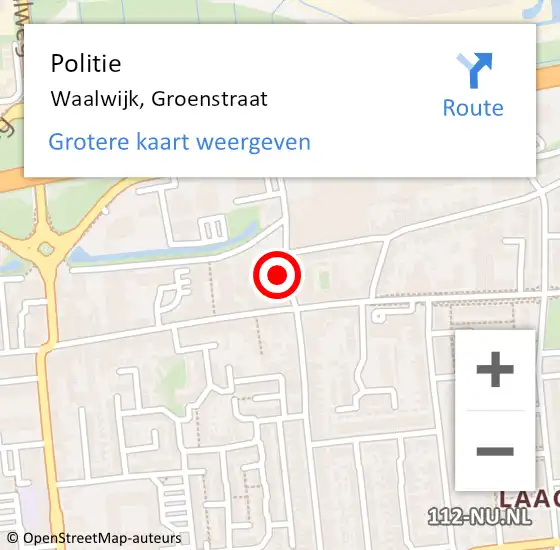 Locatie op kaart van de 112 melding: Politie Waalwijk, Groenstraat op 9 juli 2023 13:16