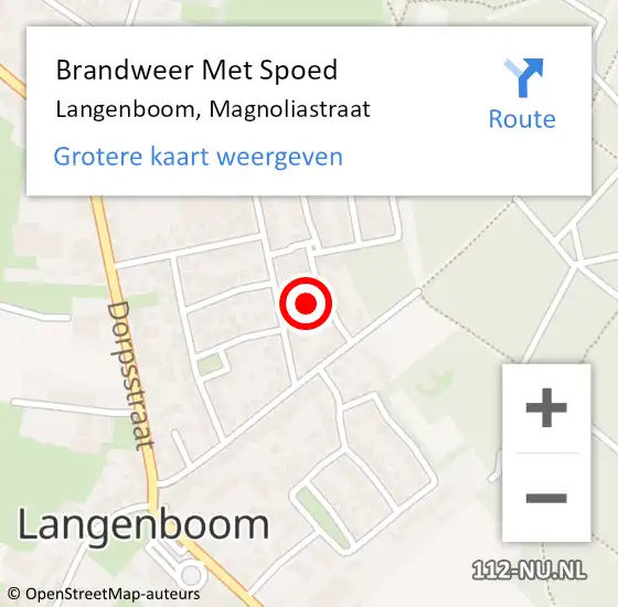 Locatie op kaart van de 112 melding: Brandweer Met Spoed Naar Langenboom, Magnoliastraat op 9 juli 2023 13:32