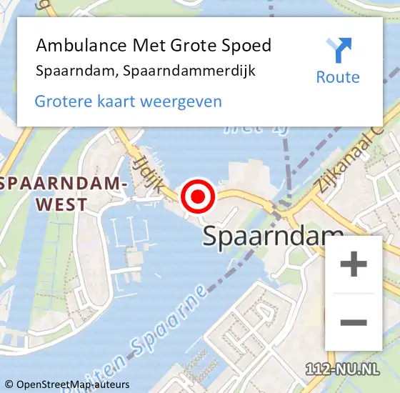 Locatie op kaart van de 112 melding: Ambulance Met Grote Spoed Naar Spaarndam, Spaarndammerdijk op 9 juli 2023 13:37