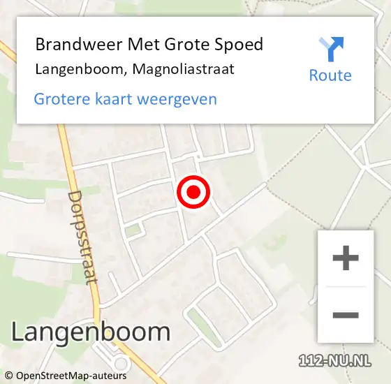 Locatie op kaart van de 112 melding: Brandweer Met Grote Spoed Naar Langenboom, Magnoliastraat op 9 juli 2023 13:41