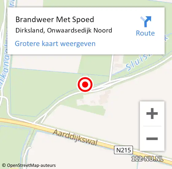 Locatie op kaart van de 112 melding: Brandweer Met Spoed Naar Dirksland, Onwaardsedijk Noord op 9 juli 2023 14:05
