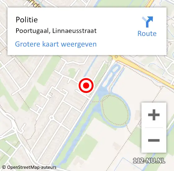 Locatie op kaart van de 112 melding: Politie Poortugaal, Linnaeusstraat op 9 juli 2023 14:08