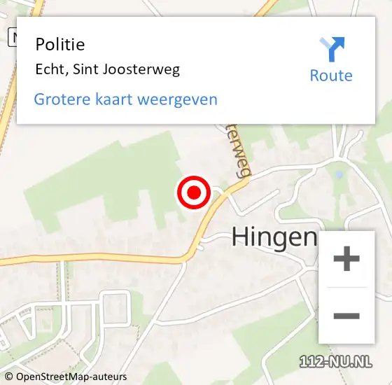 Locatie op kaart van de 112 melding: Politie Echt, Sint Joosterweg op 9 juli 2023 14:14