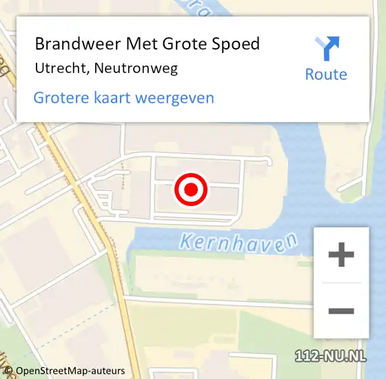 Locatie op kaart van de 112 melding: Brandweer Met Grote Spoed Naar Utrecht, Neutronweg op 9 juli 2023 14:49