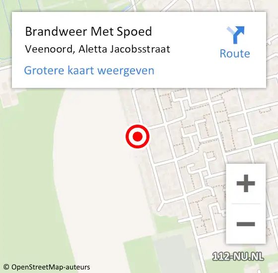 Locatie op kaart van de 112 melding: Brandweer Met Spoed Naar Veenoord, Aletta Jacobsstraat op 9 juli 2023 14:49