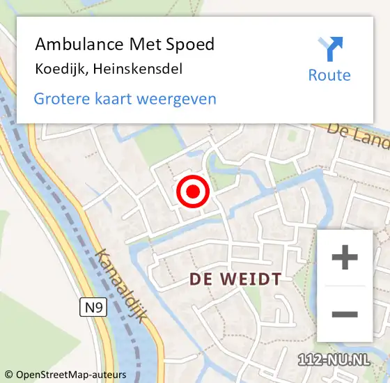 Locatie op kaart van de 112 melding: Ambulance Met Spoed Naar Koedijk, Heinskensdel op 9 juli 2023 15:02