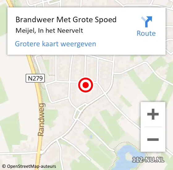 Locatie op kaart van de 112 melding: Brandweer Met Grote Spoed Naar Meijel, In het Neervelt op 9 juli 2023 15:40