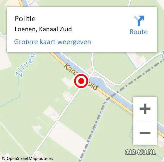 Locatie op kaart van de 112 melding: Politie Loenen, Kanaal Zuid op 9 juli 2023 15:57