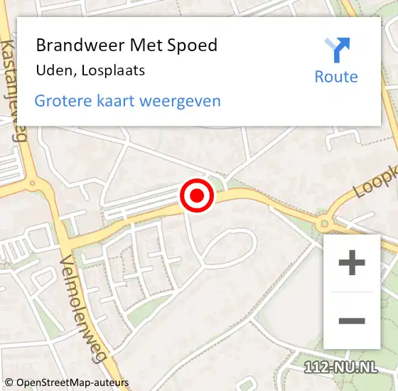 Locatie op kaart van de 112 melding: Brandweer Met Spoed Naar Uden, Losplaats op 9 juli 2023 15:58