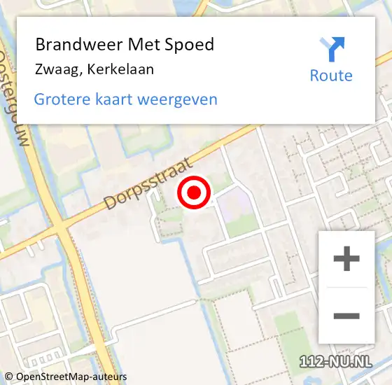 Locatie op kaart van de 112 melding: Brandweer Met Spoed Naar Zwaag, Kerkelaan op 9 juli 2023 16:11