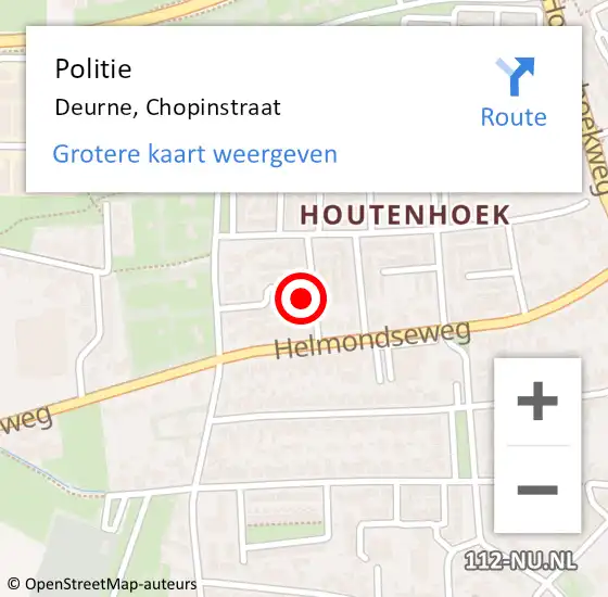 Locatie op kaart van de 112 melding: Politie Deurne, Chopinstraat op 9 juli 2023 16:24