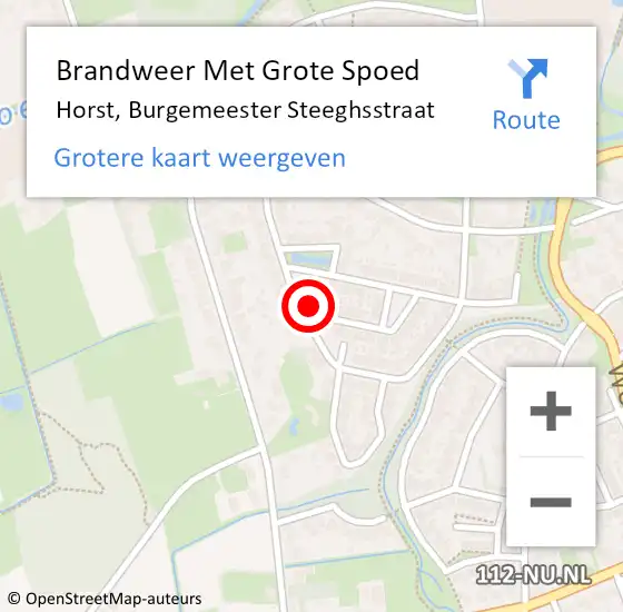 Locatie op kaart van de 112 melding: Brandweer Met Grote Spoed Naar Horst, Burgemeester Steeghsstraat op 9 juli 2023 16:26