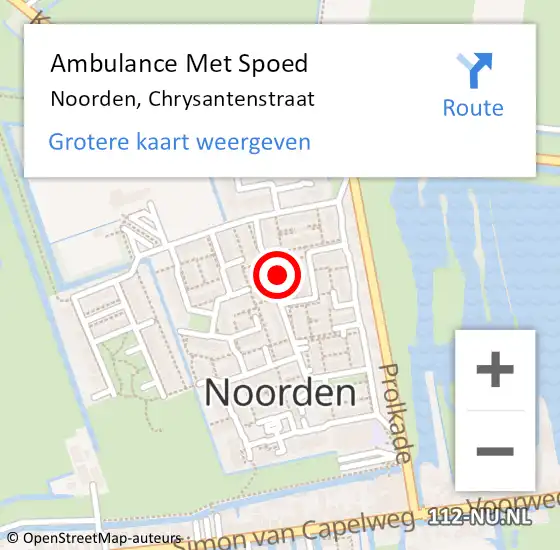 Locatie op kaart van de 112 melding: Ambulance Met Spoed Naar Noorden, Chrysantenstraat op 9 juli 2023 16:32