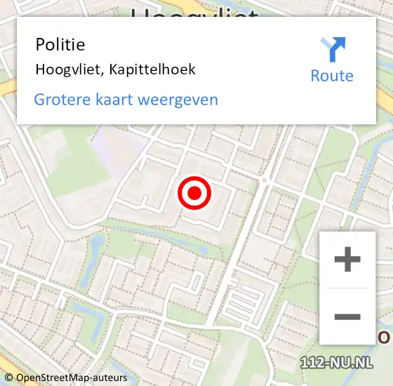 Locatie op kaart van de 112 melding: Politie Hoogvliet, Kapittelhoek op 9 juli 2023 16:36