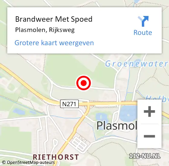 Locatie op kaart van de 112 melding: Brandweer Met Spoed Naar Plasmolen, Rijksweg op 9 juli 2023 16:46