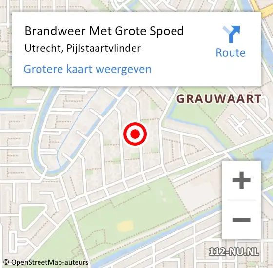 Locatie op kaart van de 112 melding: Brandweer Met Grote Spoed Naar Utrecht, Pijlstaartvlinder op 9 juli 2023 16:48