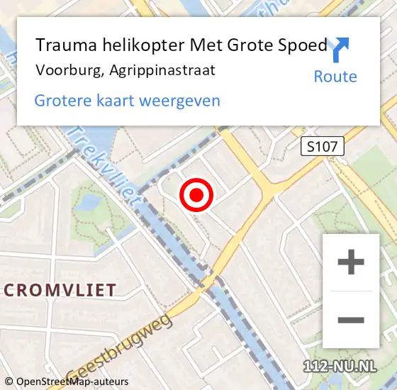 Locatie op kaart van de 112 melding: Trauma helikopter Met Grote Spoed Naar Voorburg, Agrippinastraat op 9 juli 2023 17:01
