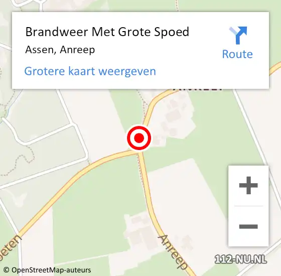 Locatie op kaart van de 112 melding: Brandweer Met Grote Spoed Naar Assen, Anreep op 9 juli 2023 17:18