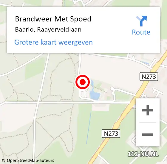 Locatie op kaart van de 112 melding: Brandweer Met Spoed Naar Baarlo, Raayerveldlaan op 9 juli 2023 17:23