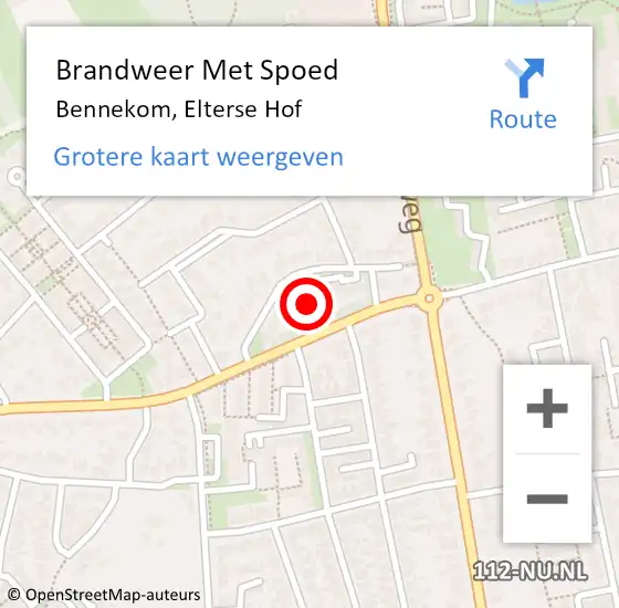 Locatie op kaart van de 112 melding: Brandweer Met Spoed Naar Bennekom, Elterse Hof op 9 juli 2023 17:33