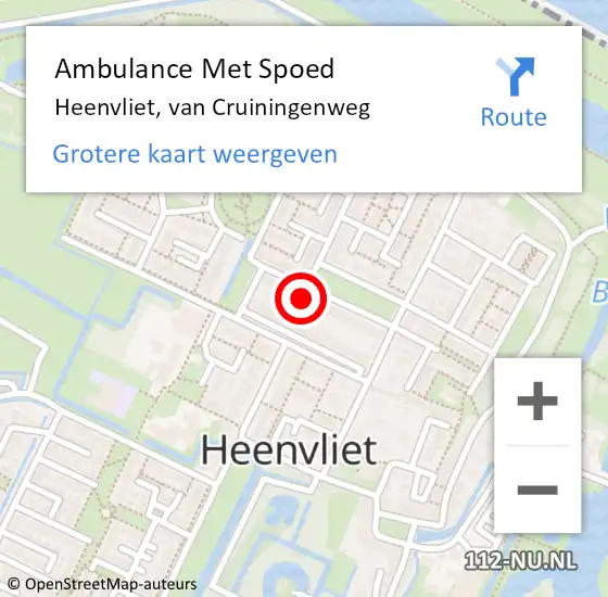 Locatie op kaart van de 112 melding: Ambulance Met Spoed Naar Heenvliet, van Cruiningenweg op 9 juli 2023 17:37