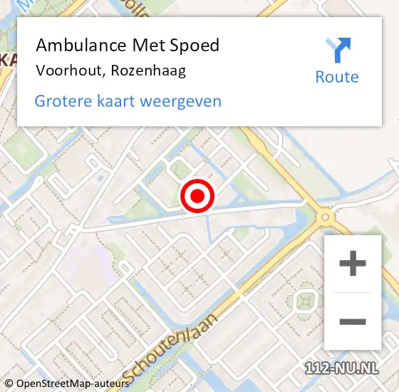 Locatie op kaart van de 112 melding: Ambulance Met Spoed Naar Voorhout, Rozenhaag op 9 juli 2023 17:41