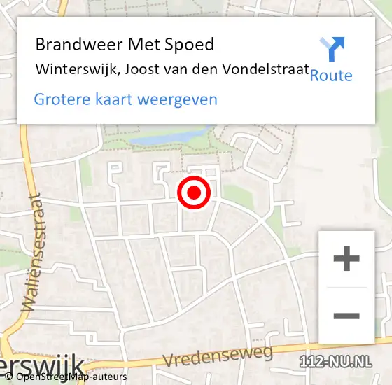 Locatie op kaart van de 112 melding: Brandweer Met Spoed Naar Winterswijk, Joost van den Vondelstraat op 9 juli 2023 17:45