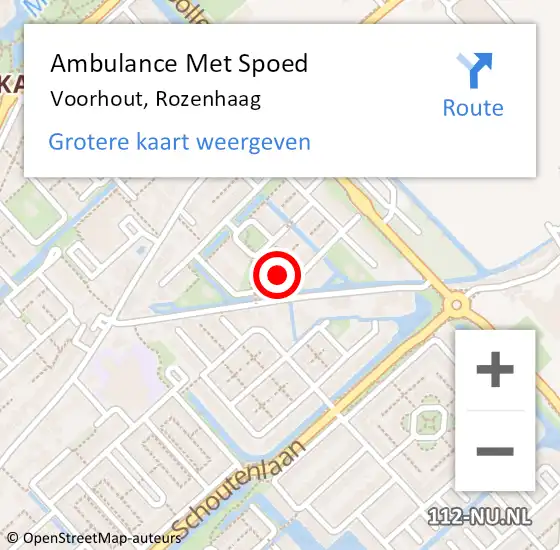 Locatie op kaart van de 112 melding: Ambulance Met Spoed Naar Voorhout, Rozenhaag op 9 juli 2023 17:46