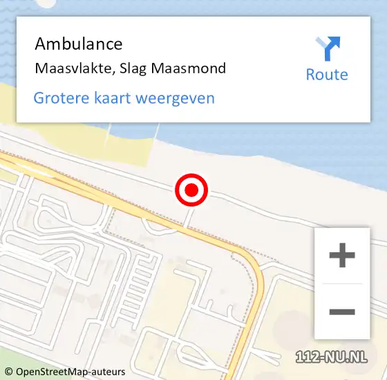 Locatie op kaart van de 112 melding: Ambulance Maasvlakte, Slag Maasmond op 9 juli 2023 17:54