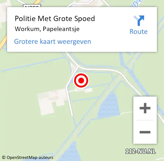 Locatie op kaart van de 112 melding: Politie Met Grote Spoed Naar Workum, Papeleantsje op 9 juli 2023 18:07
