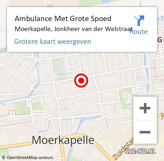 Locatie op kaart van de 112 melding: Ambulance Met Grote Spoed Naar Moerkapelle, Jonkheer van der Welstraat op 9 juli 2023 18:14