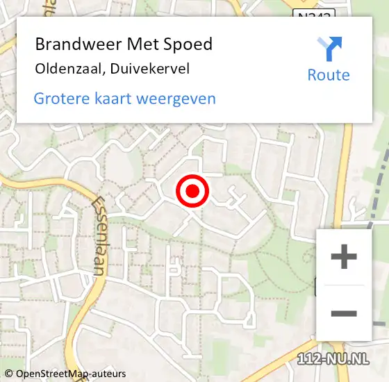 Locatie op kaart van de 112 melding: Brandweer Met Spoed Naar Oldenzaal, Duivekervel op 9 juli 2023 18:14