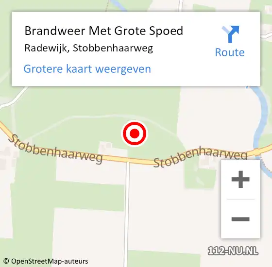 Locatie op kaart van de 112 melding: Brandweer Met Grote Spoed Naar Radewijk, Stobbenhaarweg op 9 juli 2023 18:16