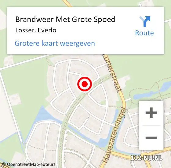 Locatie op kaart van de 112 melding: Brandweer Met Grote Spoed Naar Losser, Everlo op 9 juli 2023 18:45