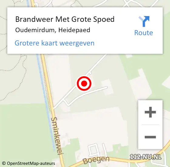 Locatie op kaart van de 112 melding: Brandweer Met Grote Spoed Naar Oudemirdum, Heidepaed op 9 juli 2023 18:45