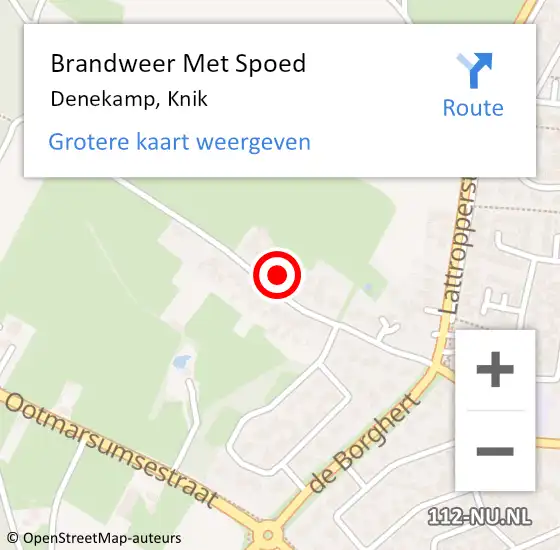 Locatie op kaart van de 112 melding: Brandweer Met Spoed Naar Denekamp, Knik op 9 juli 2023 18:53