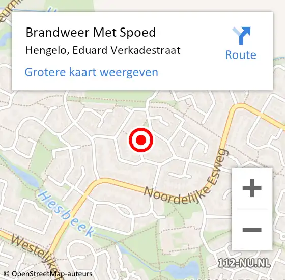 Locatie op kaart van de 112 melding: Brandweer Met Spoed Naar Hengelo, Eduard Verkadestraat op 9 juli 2023 18:55