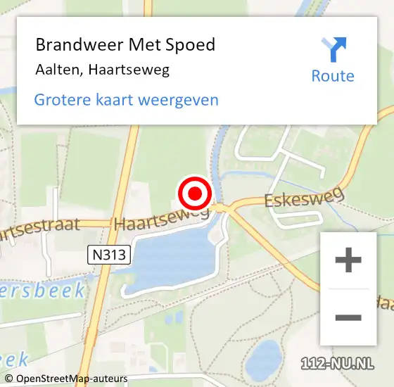 Locatie op kaart van de 112 melding: Brandweer Met Spoed Naar Aalten, Haartseweg op 9 juli 2023 19:07