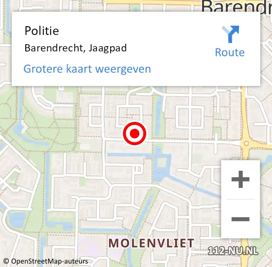 Locatie op kaart van de 112 melding: Politie Barendrecht, Jaagpad op 9 juli 2023 19:22