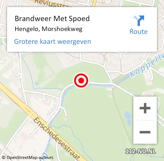 Locatie op kaart van de 112 melding: Brandweer Met Spoed Naar Hengelo, Morshoekweg op 9 juli 2023 19:50