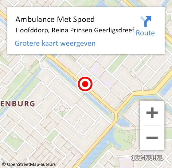 Locatie op kaart van de 112 melding: Ambulance Met Spoed Naar Hoofddorp, Reina Prinsen Geerligsdreef op 9 juli 2023 19:50