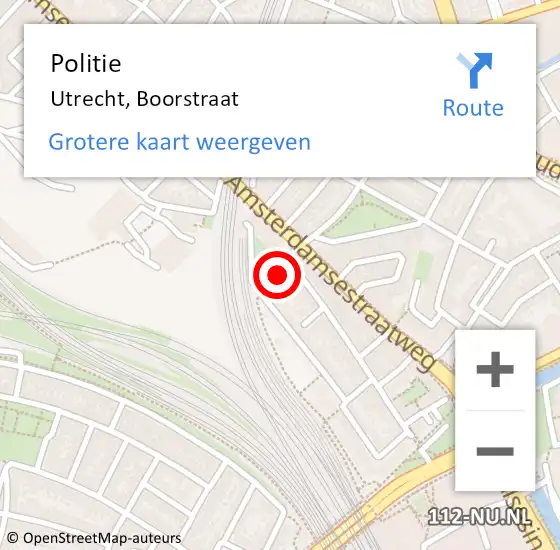 Locatie op kaart van de 112 melding: Politie Utrecht, Boorstraat op 9 juli 2023 20:17