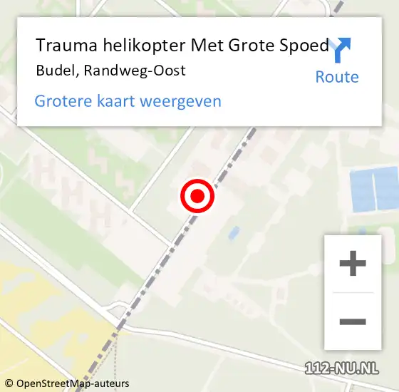Locatie op kaart van de 112 melding: Trauma helikopter Met Grote Spoed Naar Budel, Randweg-Oost op 9 juli 2023 20:33