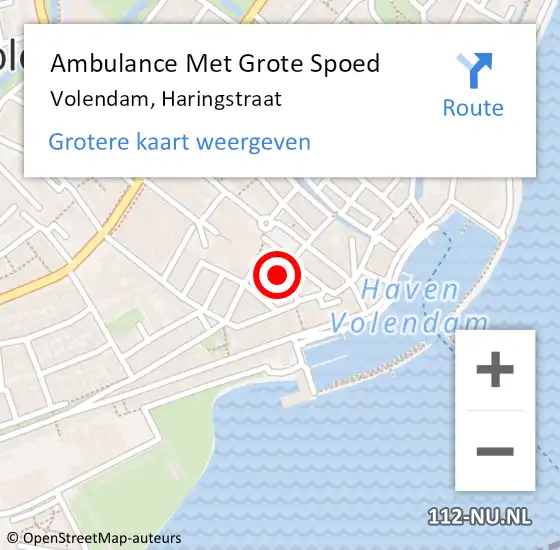 Locatie op kaart van de 112 melding: Ambulance Met Grote Spoed Naar Volendam, Haringstraat op 9 juli 2023 20:42