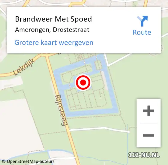 Locatie op kaart van de 112 melding: Brandweer Met Spoed Naar Amerongen, Drostestraat op 9 juli 2023 20:55