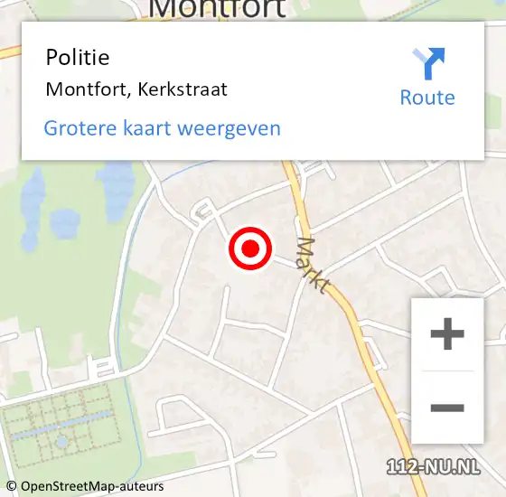 Locatie op kaart van de 112 melding: Politie Montfort, Kerkstraat op 9 juli 2023 21:47